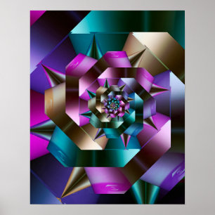 Metallic Spiral Fractal Poster