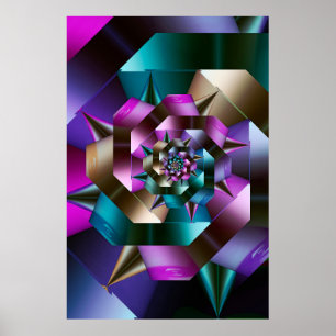 Metallic Spiral Fractal Poster