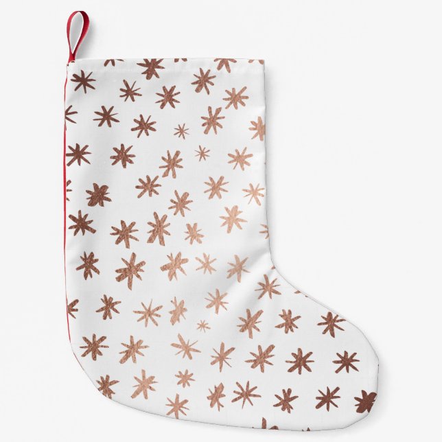 Metallic stars - copper small christmas stocking (Front)