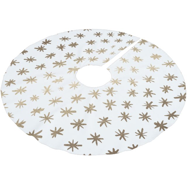 Metallic stars - gold brushed polyester tree skirt (Angled)
