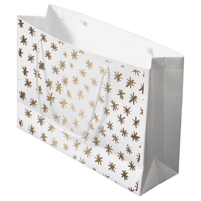Metallic stars - gold large gift bag (Front Angled)