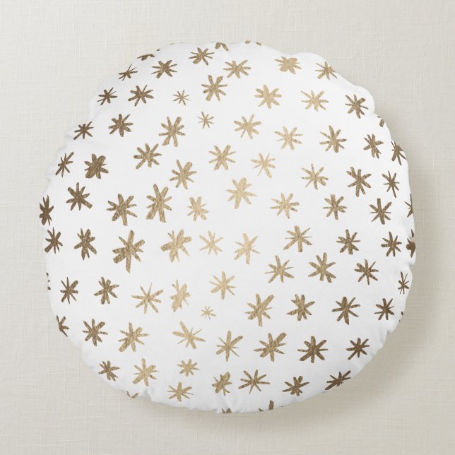 Metallic stars - gold round cushion (Front)