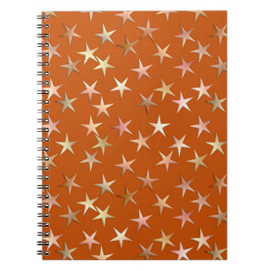 Metallic stars, pale gold and copper shades notebook
