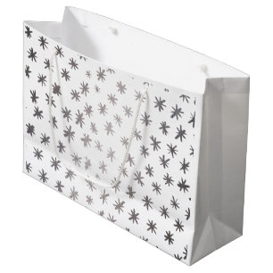 Metallic stars - silver large gift bag