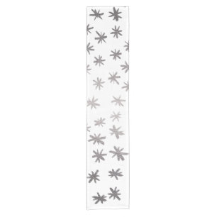 Metallic stars - silver short table runner