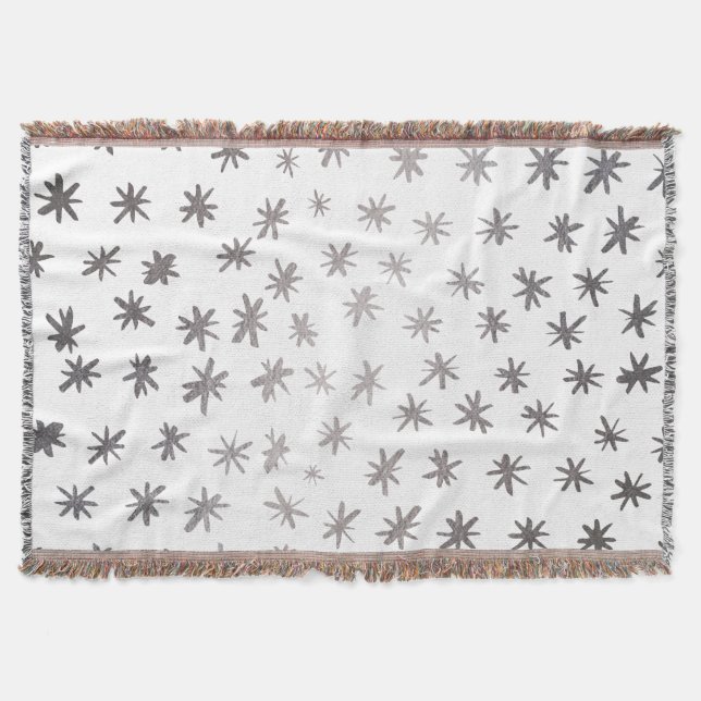 Metallic stars - silver throw blanket (Front)