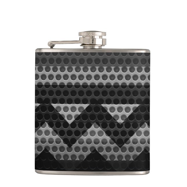 Metallic Steel Metal Hole 10 Hip Flask (Front)