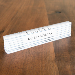 metallic stripes blue foil Desk Nameplate