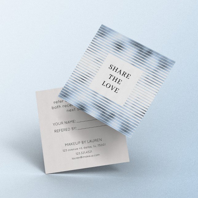 Metallic Stripes Blue Foil Modern Loyalty Card (Creator Uploaded)