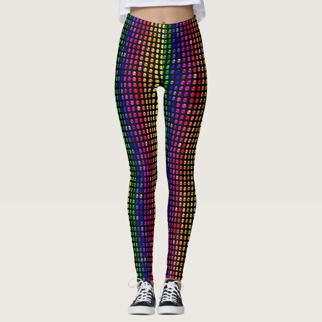Metallic Studs Pattern Pride Colours Leggings (Front)
