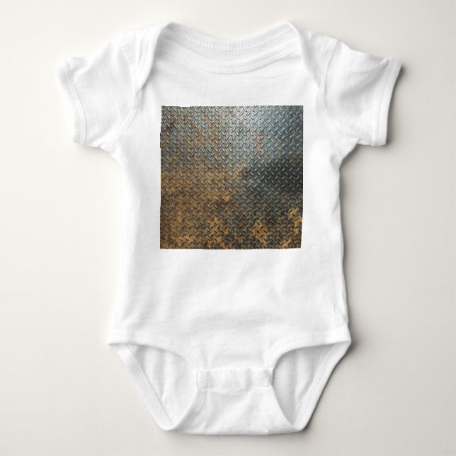 Metallic surface, reflective texture background. baby bodysuit (Front)