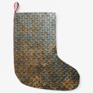 Metallic surface, reflective texture background. small christmas stocking