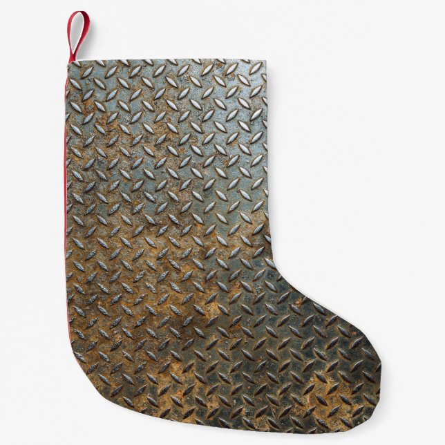Metallic surface, reflective texture background. small christmas stocking (Front)