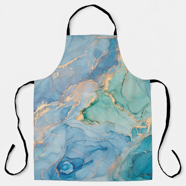 Metallic Swirls: Abstract Fluid Art Apron (Front)