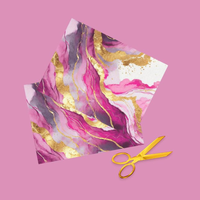 Metallic Swirls Tissue Paper Pink, Gold & White (Creator Uploaded)