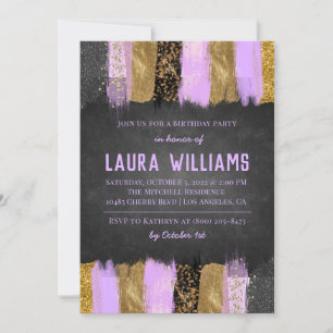 Metallic Tape Gold & Lavender Birthday Invitation