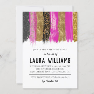 Metallic Tape Gold & Pink Birthday Invitation