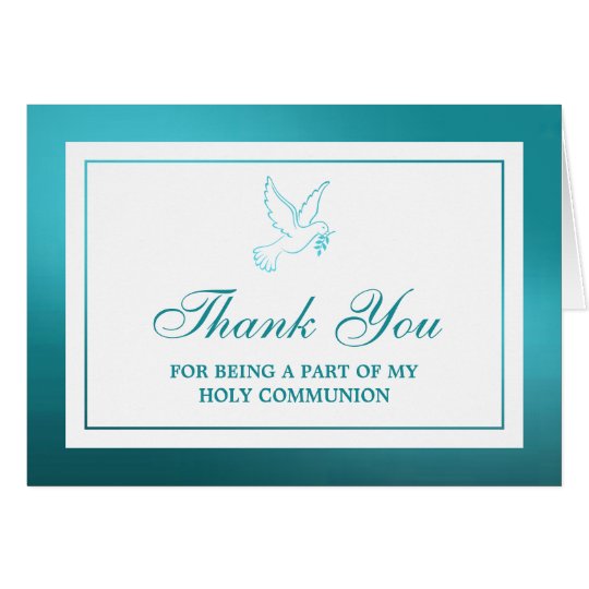 Metallic Teal Dove Holy Communion Or Confirmation Card