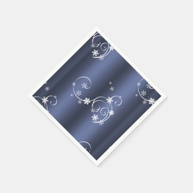 Metallic Teal, White Swirls Christmas Napkin (Corner)