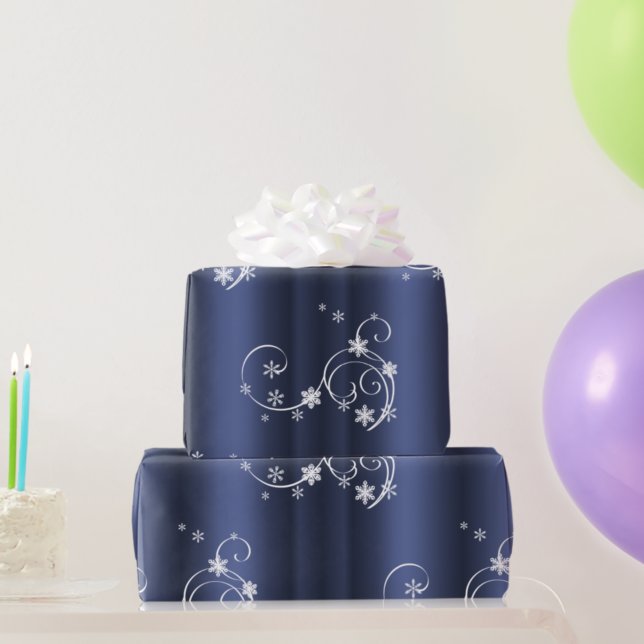 Metallic Teal, White Swirls Christmas Wrapping Paper (Creator Uploaded)