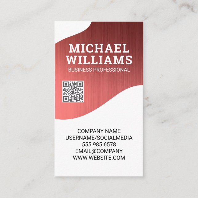 Metallic Texture Background | QR Code Business Card (Front)