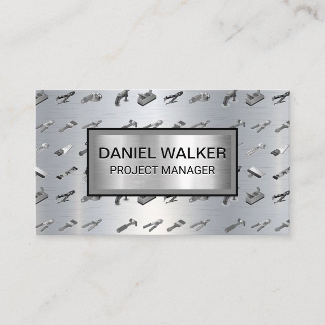Metallic Texture | Hardware Tools Business Card (Front)