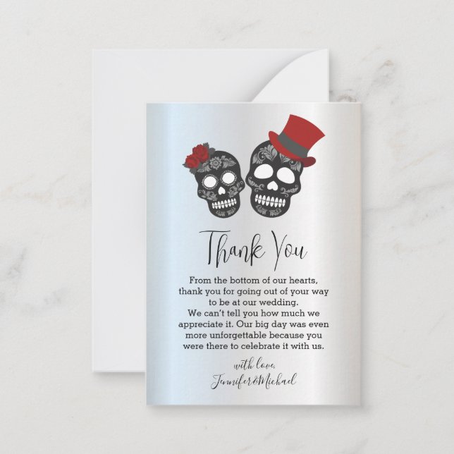 metallic thank you halloween spooky  wedding card (Front)