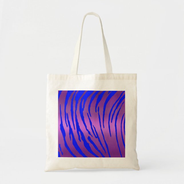 Metallic Tiger Stripes Pink Blue Tote Bag (Front)