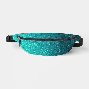 Metallic Turquoise Blue and Black Glitter Ombre Bum Bags