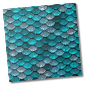 Metallic Turquoise Teal Mermaid Scales Pattern Tile
