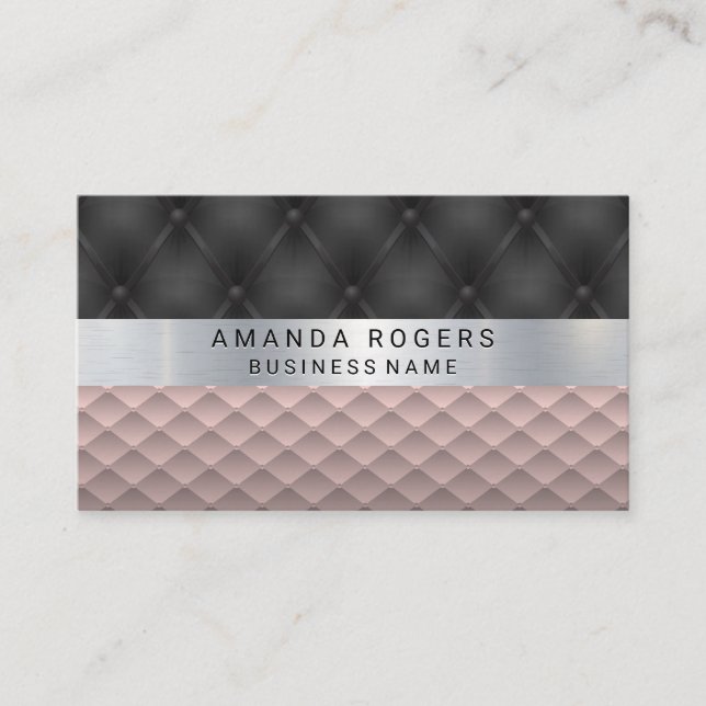 Metallic | Upholstered Cushion | Pink Tiling Business Card (Front)