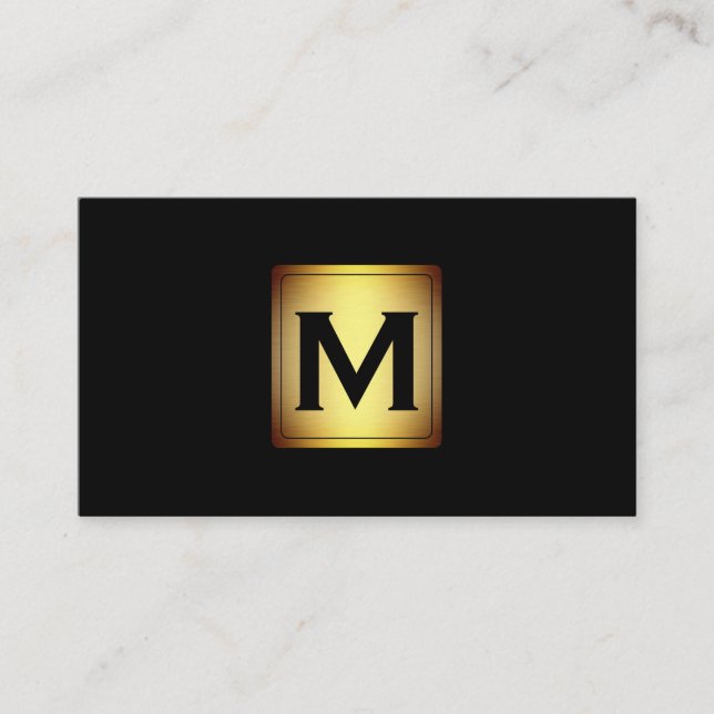 Metallic Vignette Label with Monogram Business Card (Front)