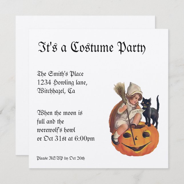 Metallic Vintage Halloween Invitation (Front/Back)