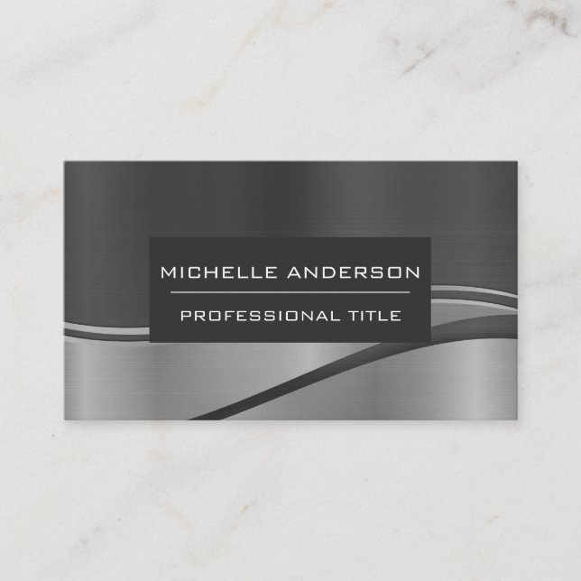 Metallic Wave Background Business Card (Front)
