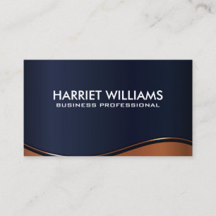 Metallic Wave Dark Blue Business Card