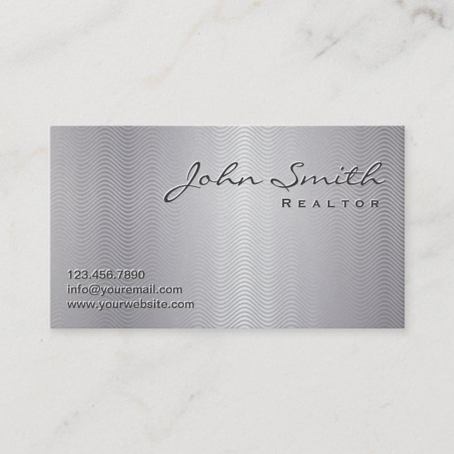 Metallic Wave Patterns Realtor Business Card (Front)