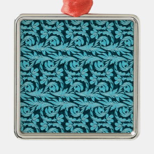 Metallic Waves 2Tone Teal Drk Sq.Ornament Metal Tree Decoration