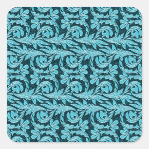 Metallic Waves 2Tone Teal Drk Square Sticker