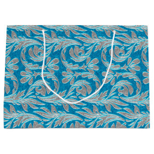 Metallic Waves-Lt Blue-White-GIFT BAG L