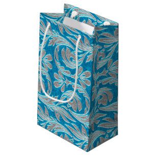 Metallic Waves-Lt Blue-White-GIFT BAG s