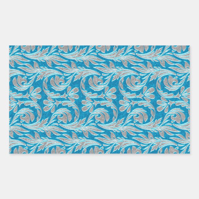 Metallic Waves, Lt Blue-White Rectangle Stickers (Front)