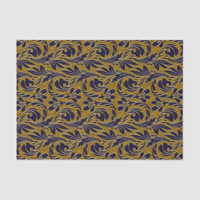 Metallic Waves-Navy-Gold-TISSUE WRAP PAPER (Front)
