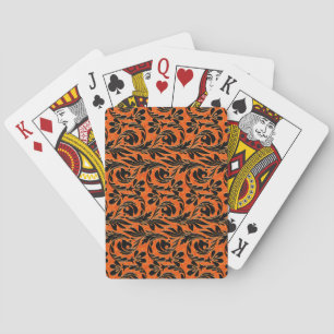 Metallic Waves Orange-Black Playing Cards
