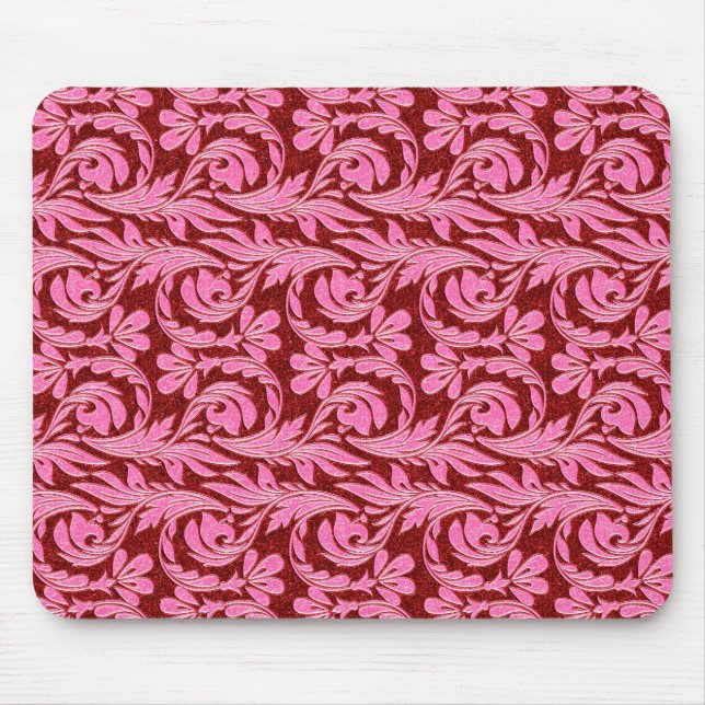 Metallic Waves, Pink-Red Computer Mouse Pad (Front)