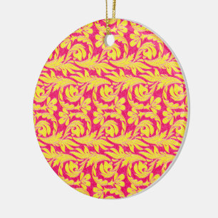 Metallic Waves Pink-Yellow Ceramic Tree Decoration