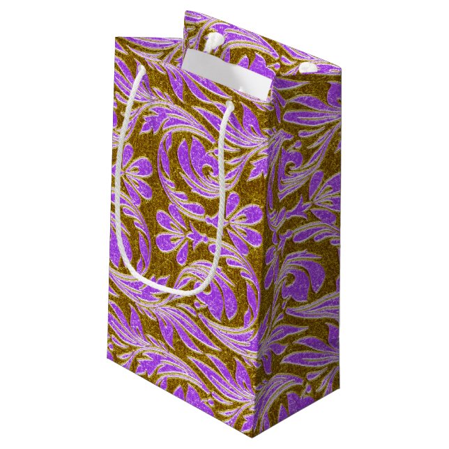 Metallic Waves-Purple-Gold-GIFT BAG s (Back Angled)