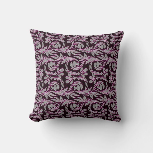 Metallic Waves, Purple-White- Square Throw Pillow (Front)