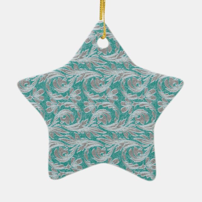 Metallic Waves, Seafoam-White STAR ORNAMENT (Back)