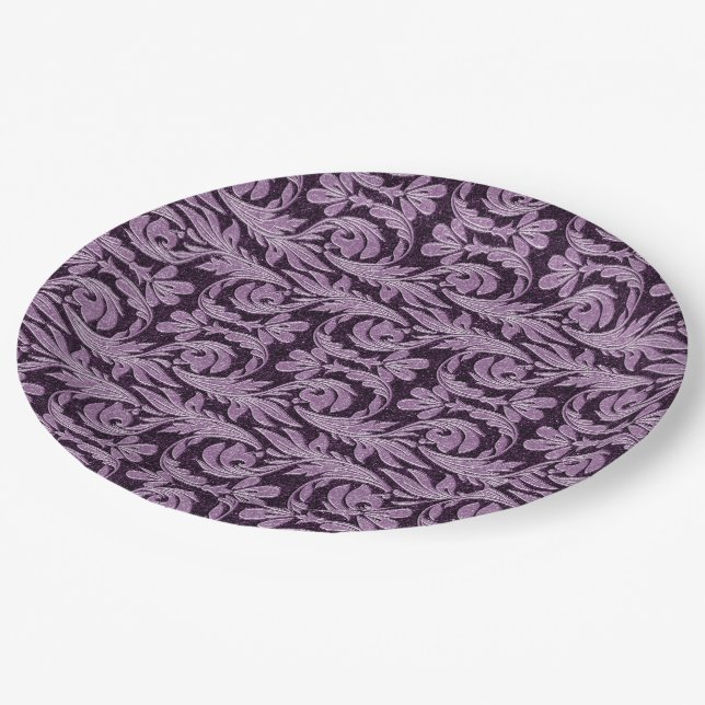 Metallic Waves-Two Toned Purple-PAPER PARTY PLATES (Angled)