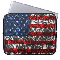 Metallic Waving American Flag Laptop Bag